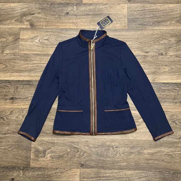 NEW Sail to Sable Must Be Manhattan Jacket Navy Blue Brown Riding Size Small NWT - Picture 2 of 5